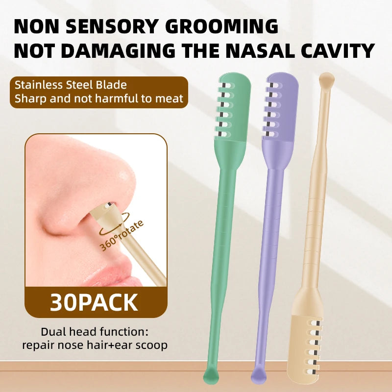THE COMFORT TRIMMER™  Double-headed nose hair trimmer ear picking spoon, 360-degree rotating nose hair pliers, portable manual nose hair trimmer
