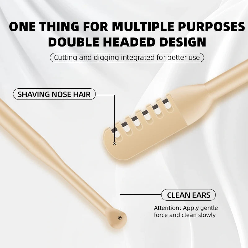 THE COMFORT TRIMMER™  Double-headed nose hair trimmer ear picking spoon, 360-degree rotating nose hair pliers, portable manual nose hair trimmer