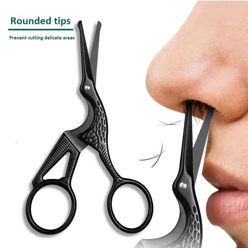 THE COMFORT TRIMMER™  Stainless Steel Crane-shaped Scissors Safety Round-head Manual Nose Hair Trimmer Beauty Shaving Small Scissors
